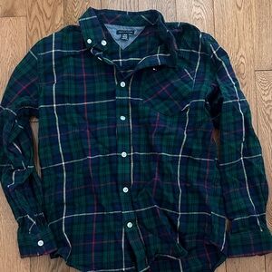 Tommy Hilfiger Kids Green and Red Plaid Button Down Shirt
